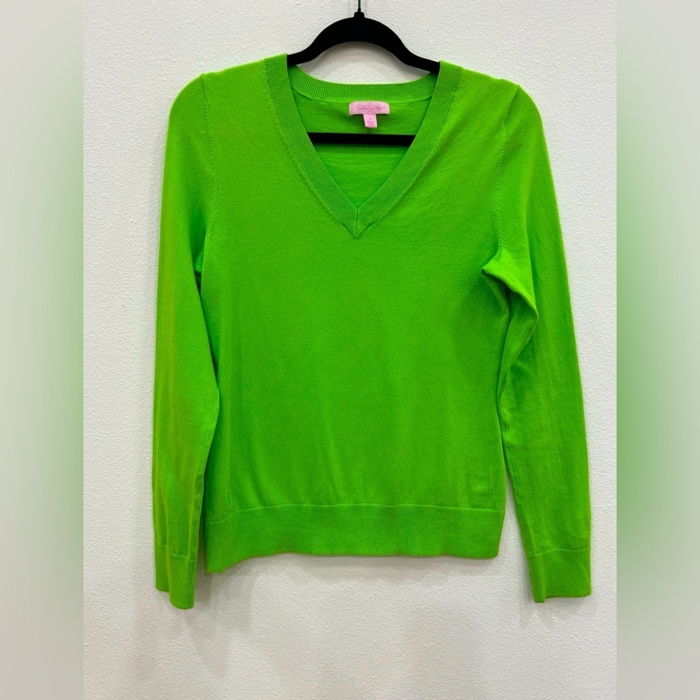 Lilly Pulitzer cotton long sleeve pullover v-neck sweater SM preppy colorful
